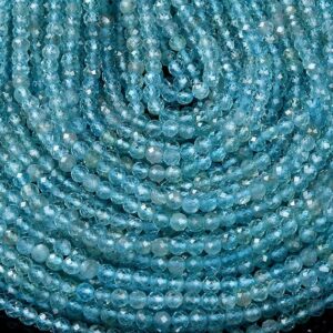 Natural Aqua Blue Apatite Gemstone Grade Aaa Micro Faceted Round 3mm 4mm Loose Beads 15 Inch Full Strand (p82)