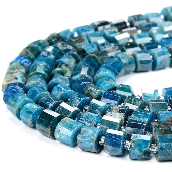 Natural Blue Apatite Gemstone Faceted Cylinder Wheel Tube 5x4mm 7x6mm 8x5mm 9x6mm 10x7mm Loose Beads Bulk Lot 1,2,6,12 And 50 (d417)