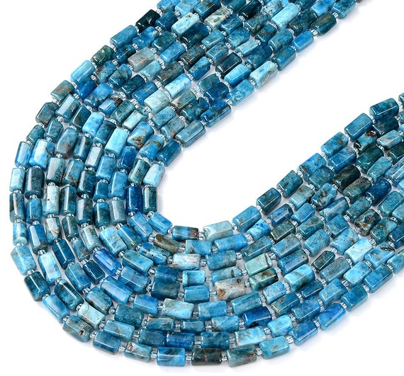 Natural Blue Apatite Gemstone 11x7mm Faceted Cylinder Round Tube Loose Beadsbulk Lot 1,2,6,12 And 50 (d465)