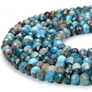 Natural Blue Apatite Gemstone Grade A Micro Faceted Rondelle 5x4mm Loose Beads Bulk Lot 1,2,6,12 And 50 (p92)