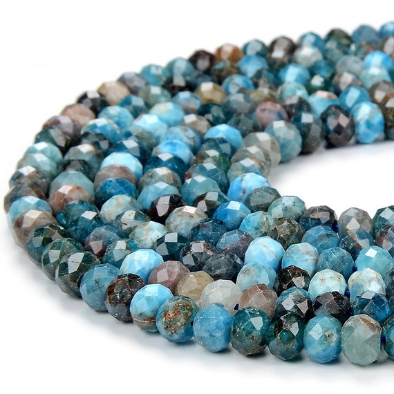 Natural Blue Apatite Gemstone Grade A Micro Faceted Rondelle 5x4mm Loose Beads Bulk Lot 1,2,6,12 And 50 (p92)