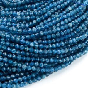 Natural Deep Blue Apatite Gemstone Grade Aaa Micro Faceted Round 2mm 3mm Loose Beads (p14)