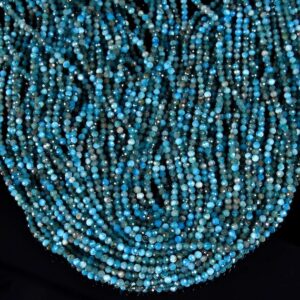 Natural Apatite Gemstone 2mm Micro Faceted Round Beads 15.5 Inch Full Strand Bulk Lot 1,2,6,12 And 50 (80019206-p103)