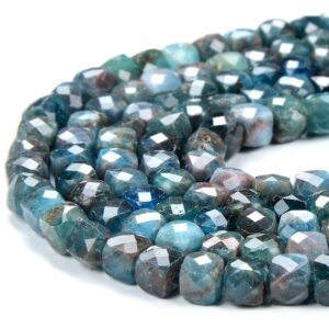 Natural Apatite Gemstone Grade A Micro Faceted Square Cube 4mm 4-5mm Loose Beads Bulk Lot 1,2,6,12 And 50 (p76)