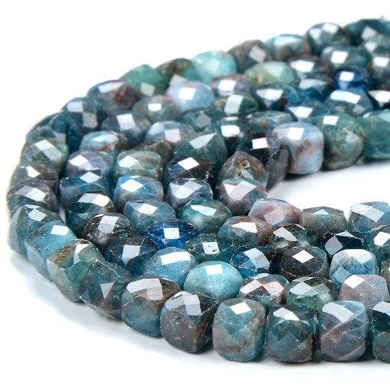 Natural Apatite Gemstone Grade A Micro Faceted Square Cube 4mm 4-5mm Loose Beads Bulk Lot 1,2,6,12 And 50 (p76)