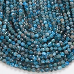 Natural Apatite Gemstone Micro Faceted Round 3mm 4mm 5mm Loose Beads Bulk Lot 1,2,6,12 And 50 (p48)