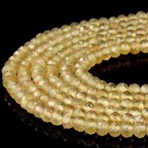 Natural Honey Yellow Apatite Gemstone Grade Aaa 4x3mm Micro Faceted Rondelle Beads 15 Inch Full Strand Bulk Lot(80018141-p91)