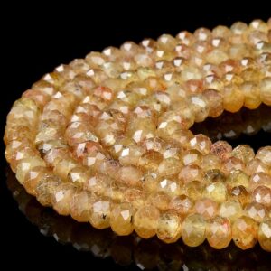 Natural Honey Yellow Apatite Gemstone Grade Aaa Micro Faceted Rondelle 4x3mm 6x4mm Loose Beads Bulk Lot 1,2,6,12 And 50 (p91)