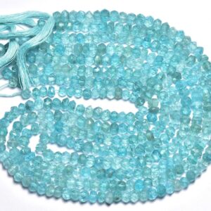 Neon Blue Apatite Rondelle Beads - 13 Inches - Natural Beautiful Faceted Blue Apatite Rondelle - Size Is 4.8 - 5 Mm #137