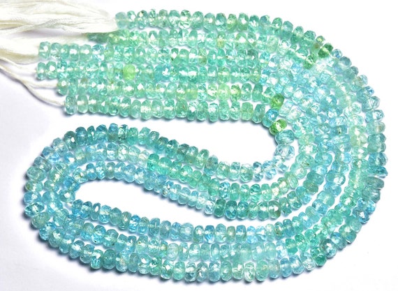 Apatite Rondelle Beads - 14 Inches - Natural Beautiful Faceted Neon Blue Apatite Rondelle Strand -size Is 5 Mm #229