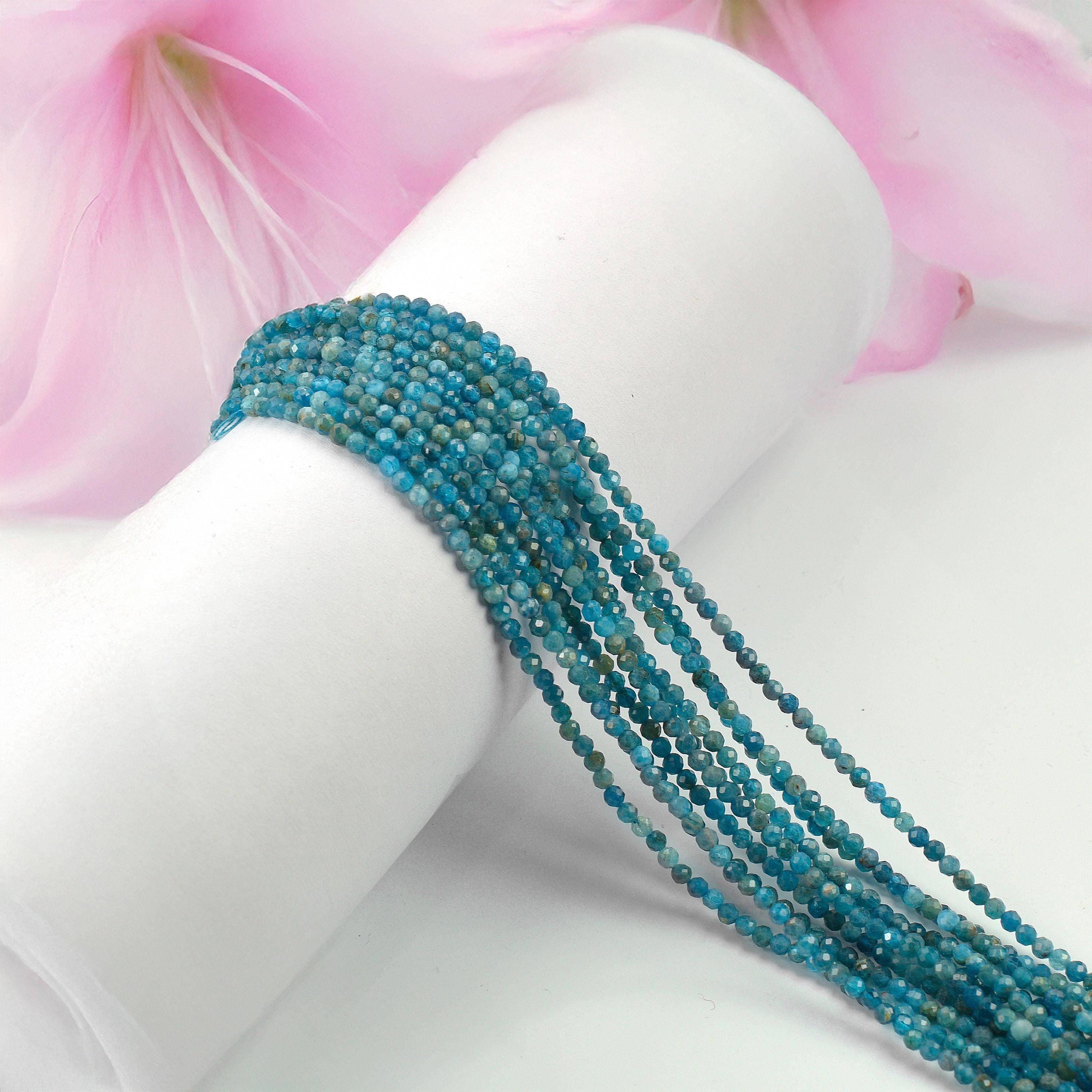 4mm Faceted Neon Apatite Beads Aaa+ Rondelle Beads Natural Gemstone Beads For Jewelry Making Necklace Beads Blue Stone Beads