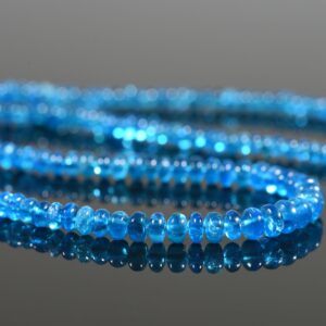 AAA Neon Apatite Necklace, Blue gemstone Jewelry, Smooth Rondells Apatite AAA Neon Apatite Necklace, Blue gemstone Jewelry, Smooth Rondells Apatite