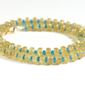 AAA Neon Apatite with Yellow Apatite Necklace, Blue Yellow gemstone Jewelry, Smooth Rondells Apatite AAA Neon Apatite with Yellow Apatite Necklace, Blue Yellow gemstone Jewelry, Smooth Rondells Apatite