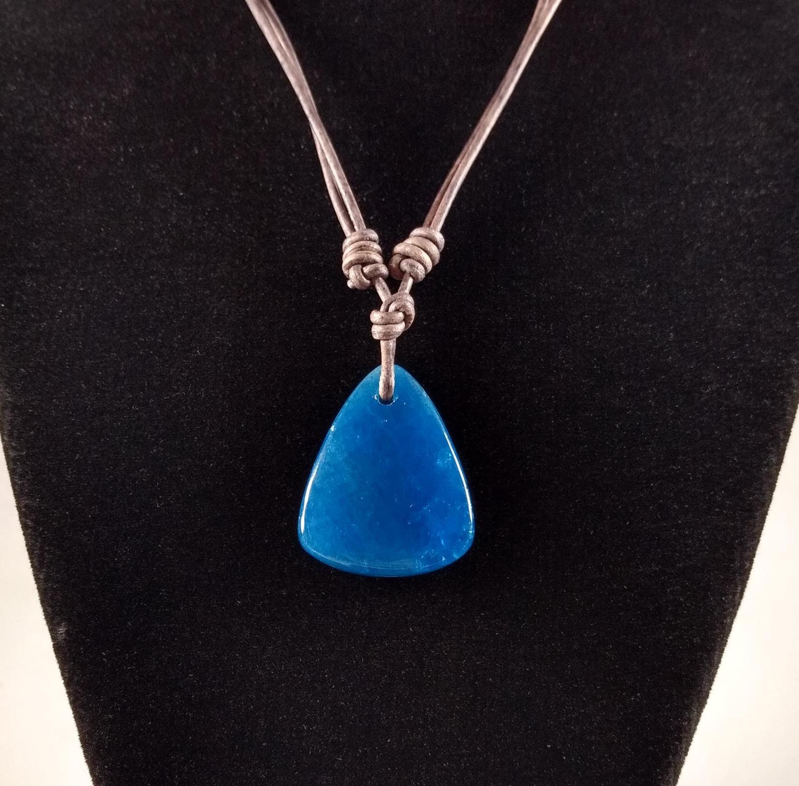 Apatite Adjustable Leather Necklace Handmade By Chris Hay