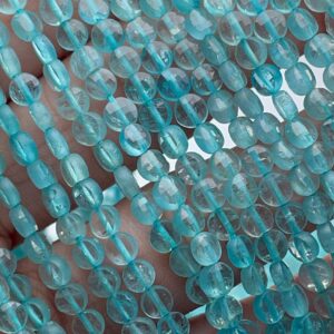 Beautiful Quality Sky Apatite Round Coin Faceted Beads 4 Mm Natural Apatite High Quality Beads 13 Inches Mala Beads, Necklace Beads