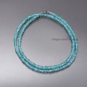 Blue Apatite Beaded Necklace, Faceted Rondelle Gemstone Jewelry, 18 Inch Blue Apatite Beaded Necklace, Faceted Rondelle Gemstone Jewelry, 18 Inch
