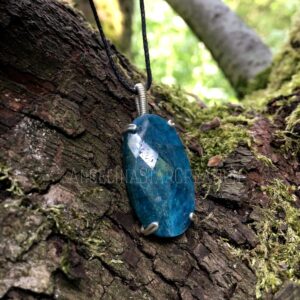 Faceted Apatite Necklace: Oval Blue Gemstone Jewelry Faceted Apatite Necklace: Oval Blue Gemstone Jewelry
