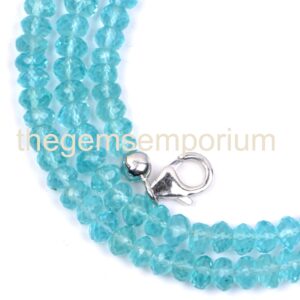 Apatite Faceted Rondelle Necklace (4-5.5mm) With Silver Hook, Apatite Rondelle Beads, Apatite Necklace, Apatite Faceted Beads, Gift For Her Apatite Faceted Rondelle Necklace (4-5.5mm) With Silver Hook, Apatite Rondelle Beads, Apatite Necklace, Apatite Faceted Beads, Gift For Her
