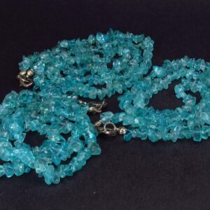 Fantastic Set Of Three Natural Gemmy Neon Blue Apatite Free Form Bead Necklace From Brazil - 18'' Each Fantastic Set Of Three Natural Gemmy Neon Blue Apatite Free Form Bead Necklace From Brazil - 18'' Each