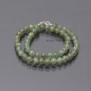 Green Apatite Beaded Necklace, 8mm Smooth Round Gemstone, Unisex Green Apatite Beaded Necklace, 8mm Smooth Round Gemstone, Unisex