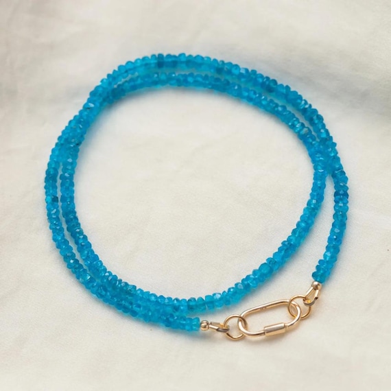 Namibian Apatite Necklace With Carabiner | [enap1021] Gold Vermeil Oval Screw Clasp | 14k Gold Filled | Genuine Gemstone