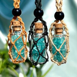 Natural Raw Neon Blue Apatite, Crystal Bottle Necklace, Raw Crystal Necklace, Natural Stone Necklace