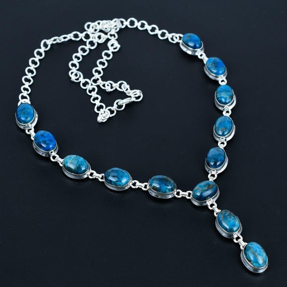 Neon Apatite 925 Sterling Silver Necklace - Handmade Gemstone Jewelry