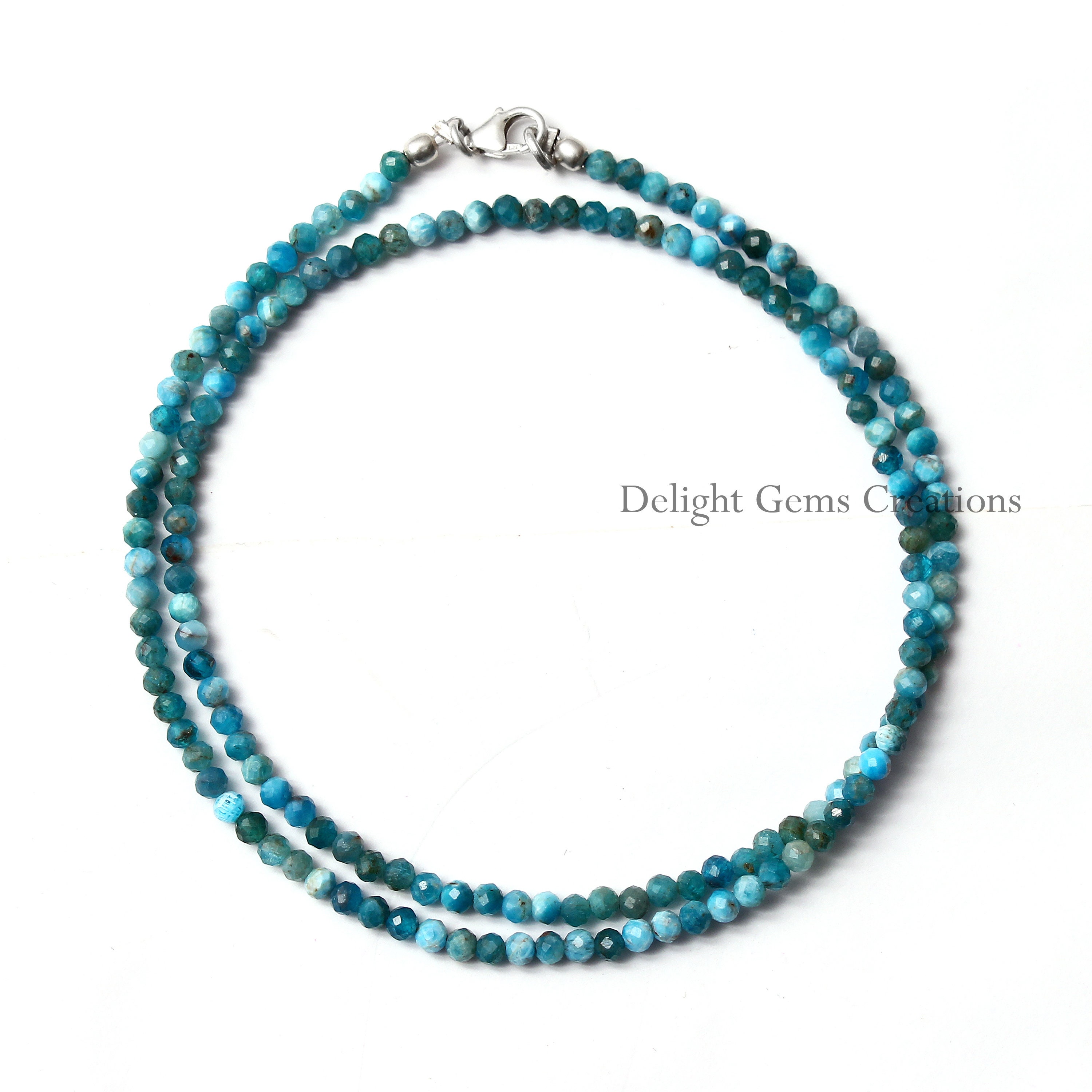 Neon Blue Apatite Beaded Necklace, 3mm Faceted Round Apatite Beads Necklace 18", Apatite Jewelry Necklace, Aaa++ Apatite Minimalist Necklace Neon Blue Apatite Beaded Necklace, 3mm Faceted Round Apatite Beads Necklace 18", Apatite Jewelry Necklace, Aaa++ Apatite Minimalist Necklace