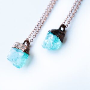 Rough Apatite Necklace | Blue Apatite Necklace | Neon Apatite Necklace | Blue Apatite Jewelry | Raw Apatite Jewelry | Raw Stone Necklace