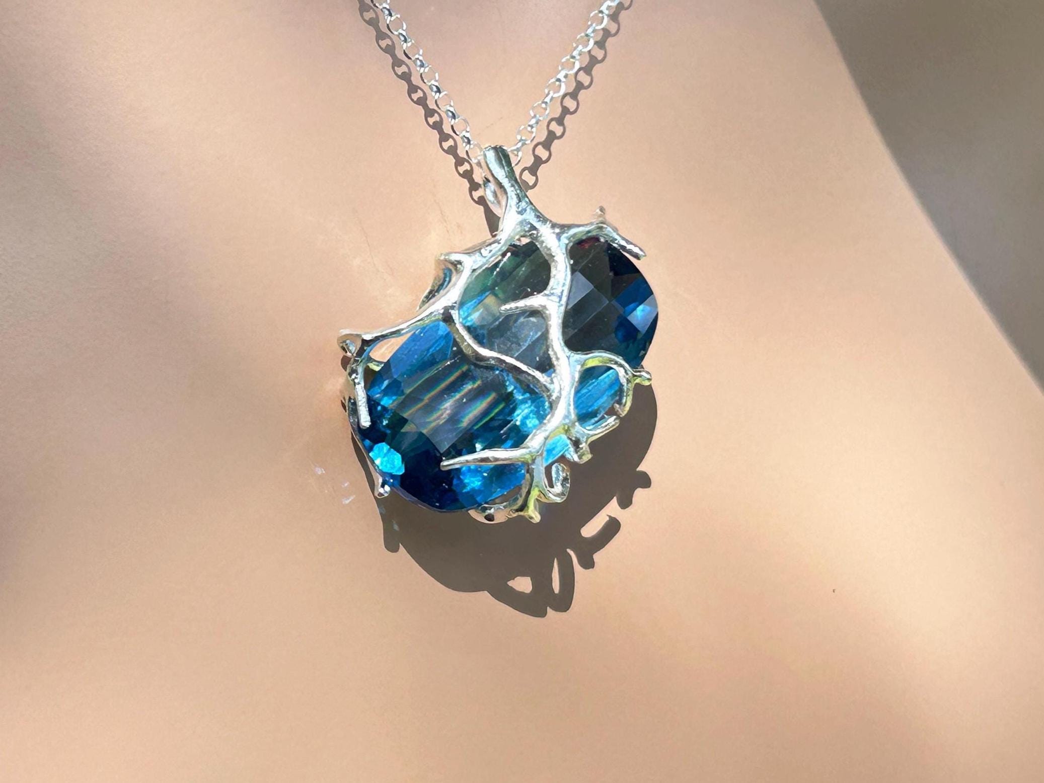 Royal Blue Apatite Gem Necklace / May Birthstone / Sterling Silver / Huge 29 Carat 25.15 X 16 Mm X 9.50mm Natural Apatite/ Sapphire Blue Royal Blue Apatite Gem Necklace / May Birthstone / Sterling Silver / Huge 29 Carat 25.15 X 16 Mm X 9.50mm Natural Apatite/ Sapphire Blue