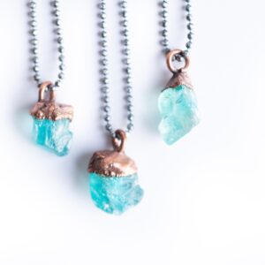 Sale Rough Apatite Necklace | Blue Apatite Necklace | Neon Apatite Necklace | Blue Apatite | Raw Apatite Jewelry | Raw Stone Necklace