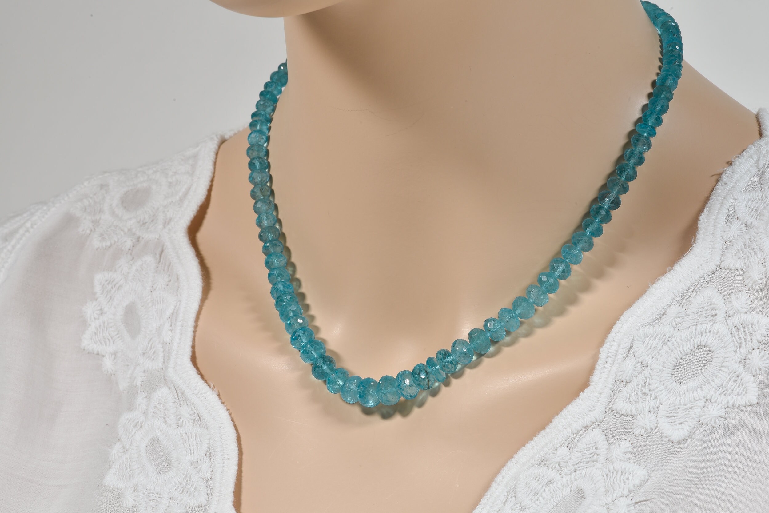 Sky Blue Apatite Necklace, Aaa Apatite Handmade Gemstone Jewelry