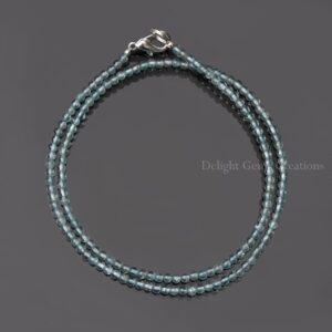 Sky Blue Apatite Beaded Necklace, Sterling Silver Jewelry, 3mm Round Beads Sky Blue Apatite Beaded Necklace, Sterling Silver Jewelry, 3mm Round Beads