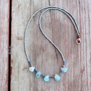 Apatite Teardrop Choker: Seed Bead Layering Necklace Apatite Teardrop Choker: Seed Bead Layering Necklace