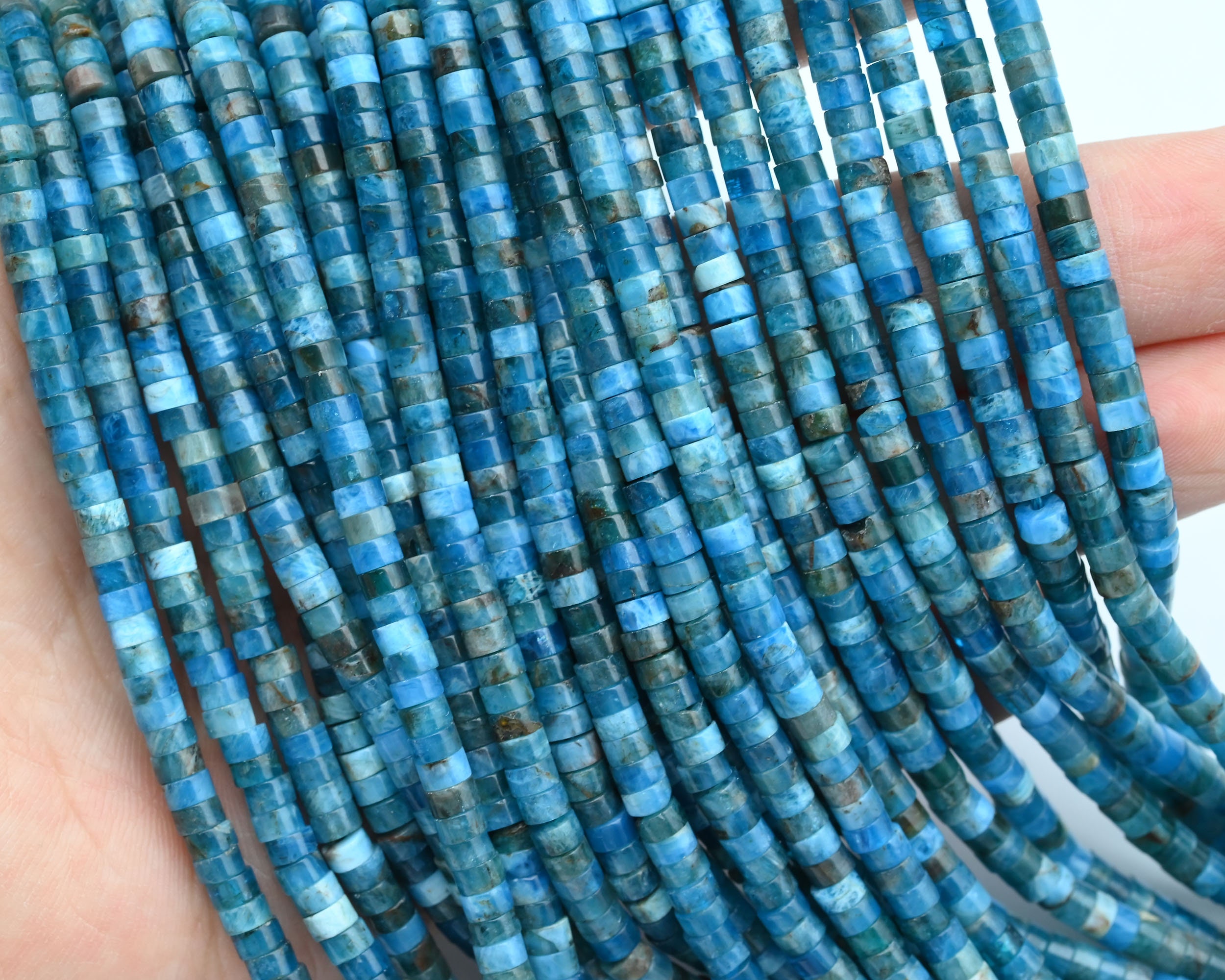 2x4mm Blue Apatite Rondelle Beads,heishi Gemstone Beads,for Jewelry Making Beads,wholesale Loose Beads,for Bracelet Beads/necklace Beads.