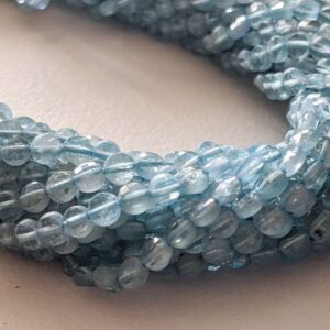 3.5mm Blue Apatite Faceted Coin Beads, 13 Inches Natural Blue Apatite Round Beads, Apatite For Necklace (1 Strand To 5 Strand Options)-aag70