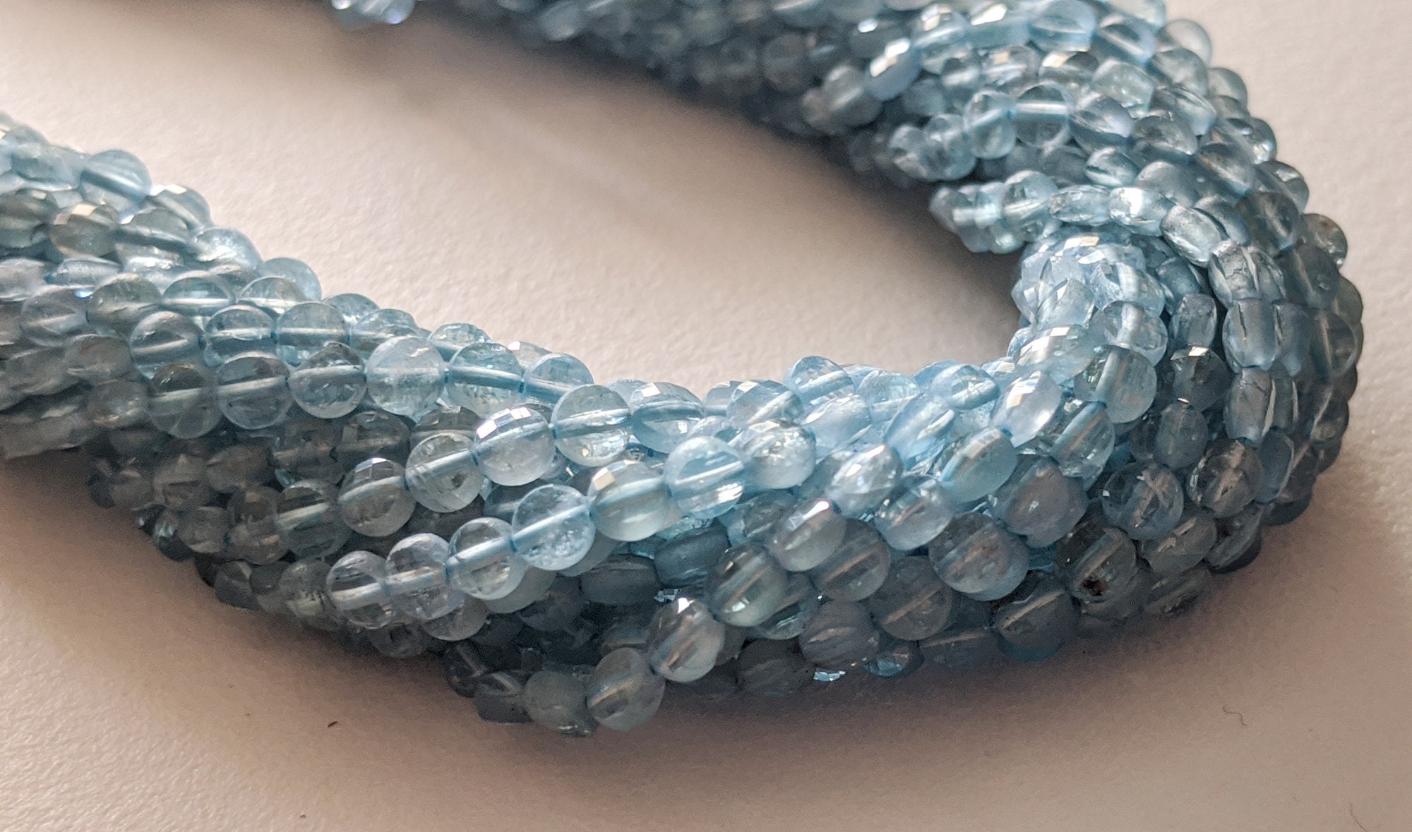 3.5mm Blue Apatite Faceted Coin Beads, 13 Inches Natural Blue Apatite Round Beads, Apatite For Necklace (1 Strand To 5 Strand Options)-aag70