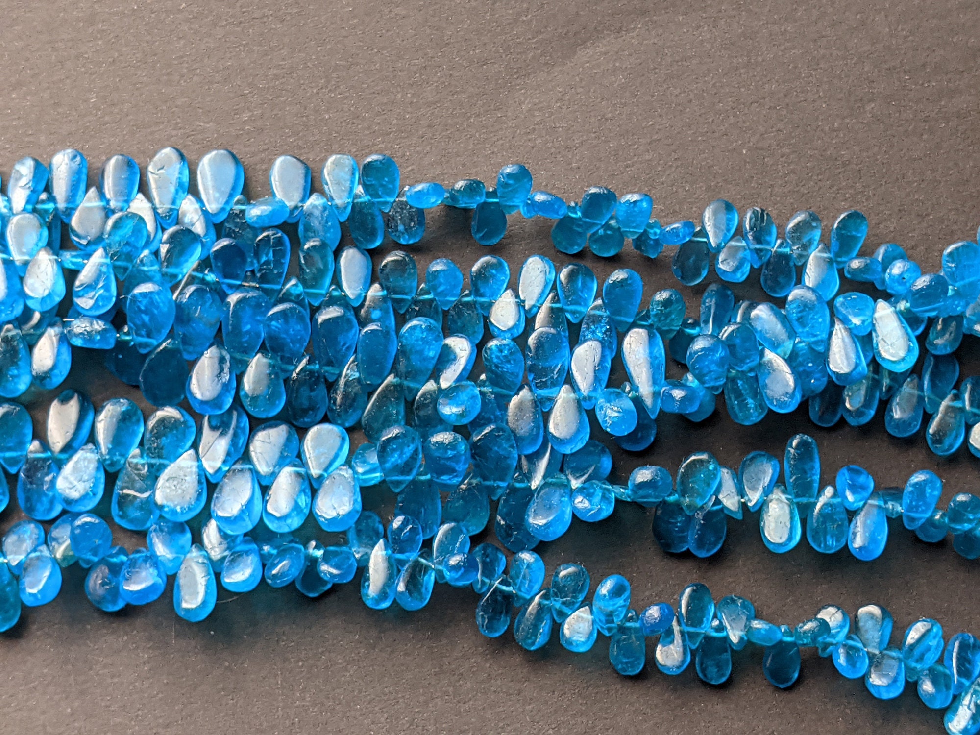 4-6mm Neon Blue Apatite Plain Pear Beads, Natural Neon Apatite Briolette, Loose Neon Apatite Pear Bead For Jewelry (4in To 8in Option)-asg54