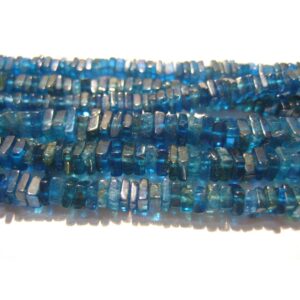 4mm Dark Apatite Square Heishi, Dark Blue Apatite Spacer Square Beads, Dark Neon Apatite Flat Square Beads (8in To 16in Options) - Dbahb
