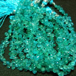 4x6mm - 5x7mm Blue Apatite Faceted Tear Drop Beads, Apatite Drops, Apatite Briolettes For Jewelry, Blue Bead Drops (3.5IN To 7IN Options)