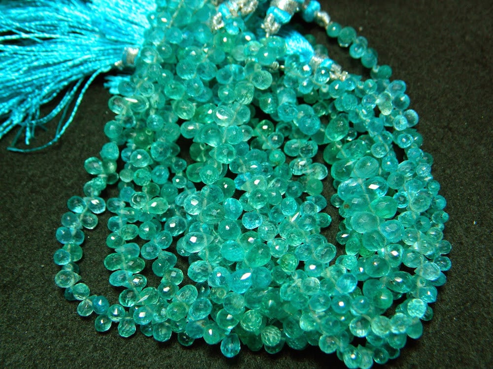 4x6mm - 5x7mm Blue Apatite Faceted Tear Drop Beads, Apatite Drops, Apatite Briolettes For Jewelry, Blue Bead Drops (3.5in To 7in Options)