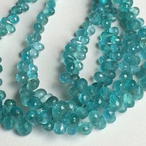 4x6mm - 5x7mm Blue Apatite Faceted Tear Drop Beads, Apatite Drops, Apatite Briolettes For Jewelry, Blue Bead Drops (3.5IN To 7IN Options)