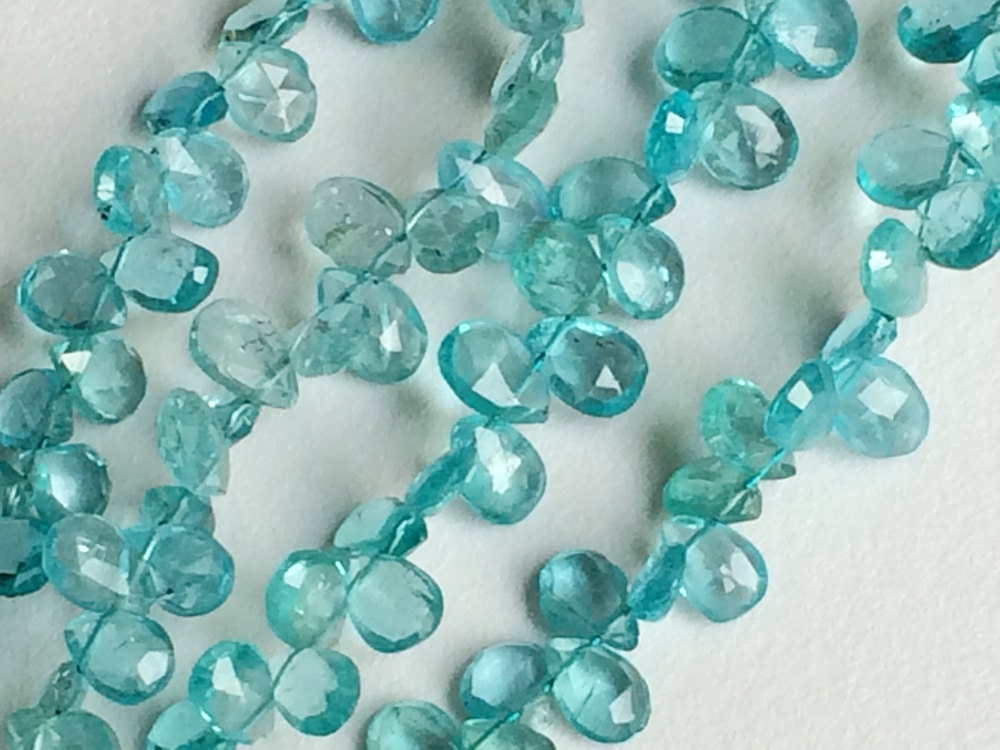 5x7mm Blue Apatite Faceted Pear Beads, Apatite Pear Shaped Beads, Apatite Briolettes For Jewelry, Blue Bead Pear (3.5in To 7in Options)