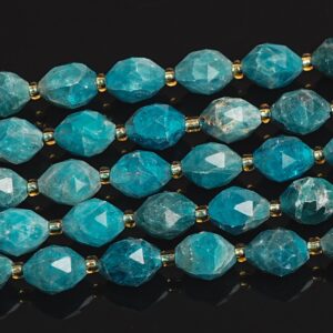 6MM Blue Apatite Beads Grade AA+ Gemstone Drum Barrel Rice Bead Loose Beads 15"/7.5" Bulk Lot Options