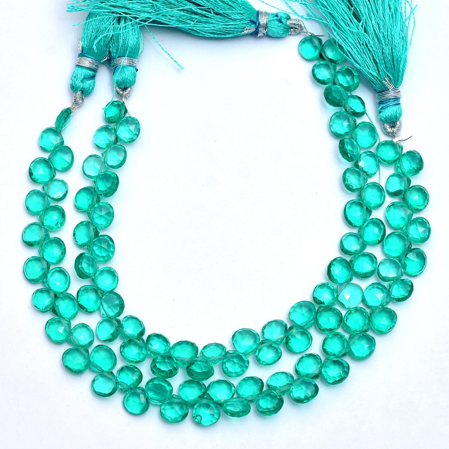 Aaa+ Sky Apatite Quartz Gemstone Faceted Heart Briolette | Apatite Hydro Color Semi Precious Gemstone 5mm-6mm Faceted Beads | 7inch Strand