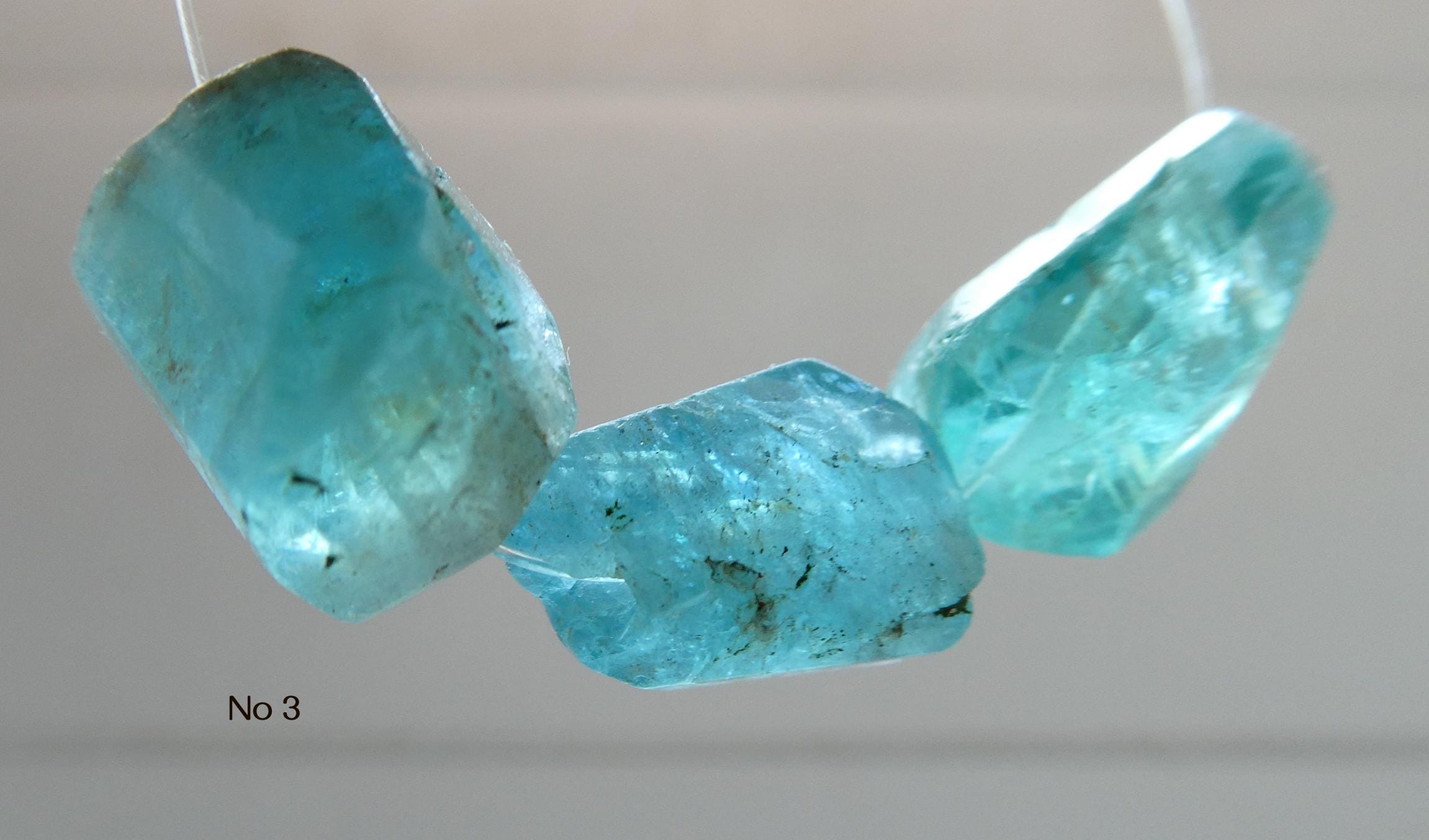 Blue Apatite 10-19mm Crystal Beads-3 Focal Pcs Green Translucent Natural -gemstone Craft Beads-jewelry Making