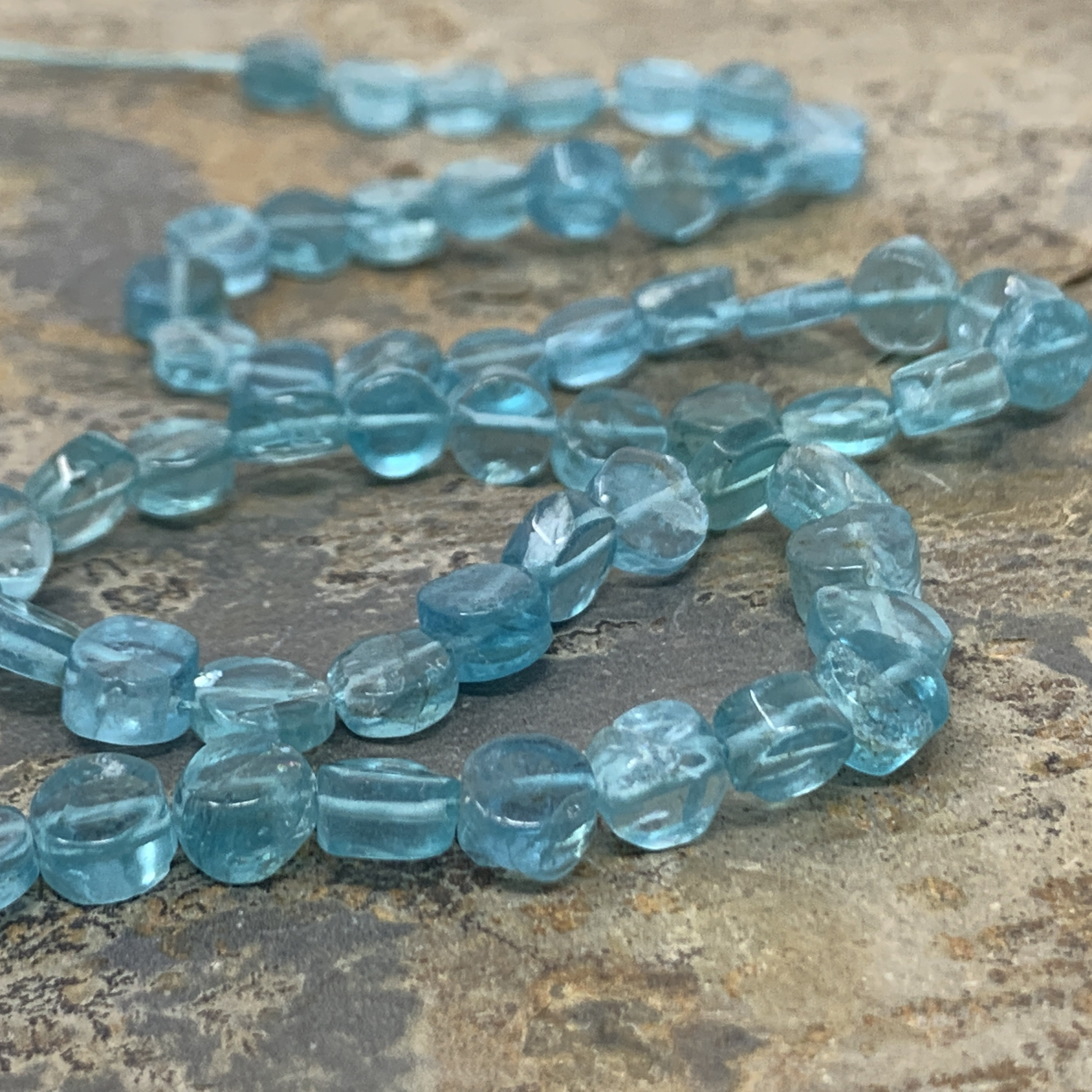 Apatite Coin Beads, 6mm, 13.5 Inch Strand