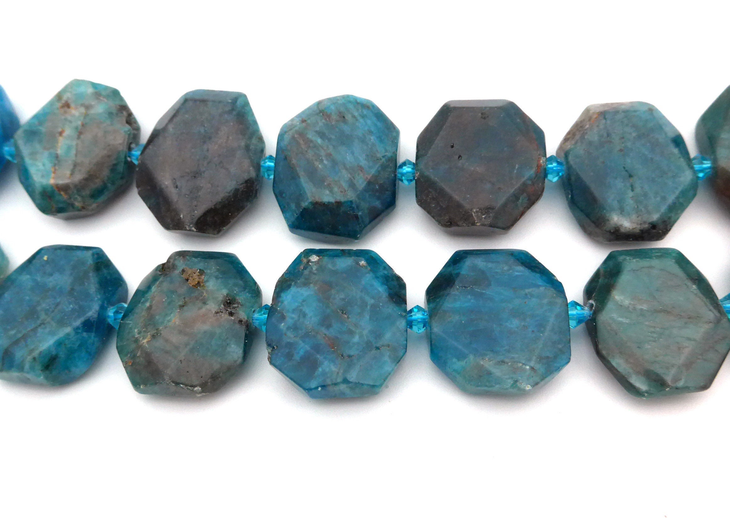 Faceted Apatite Rectangle Beads - Blue Gemstone Pendant Beads - Natural Stone Beads For Jewelry Making - Beading Supplies - Blue Beads