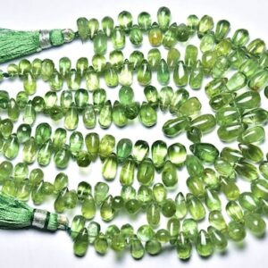 Green Apatite Teardrop Beads - 7 inches - Natural Smooth Apatite Tear Drop  Briolettes - Size is 4x7 - 6.5x10 mm #2441