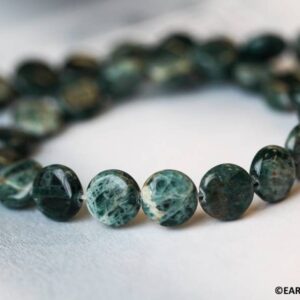 M/ Green Apatite 10mm Dime Beads 16" Strand Natural Green Gemstone Beads Shade Varies For Jewelry Making